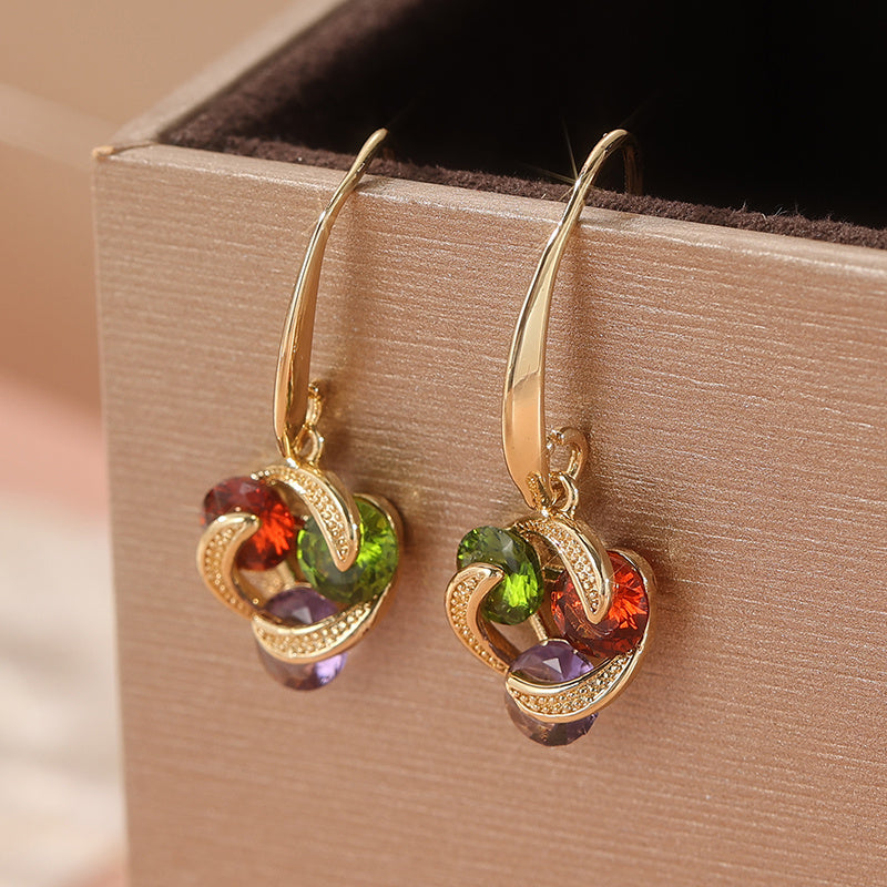 Vintage Style Colorful Zirconia Pendant Earrings