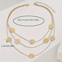 Geometric Spiral Textured Gold Multi-Disc Layered Necklace