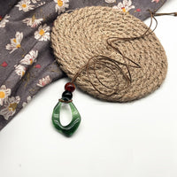 Vintage Irregular Shaped Teardrop Resin Pendant Necklace