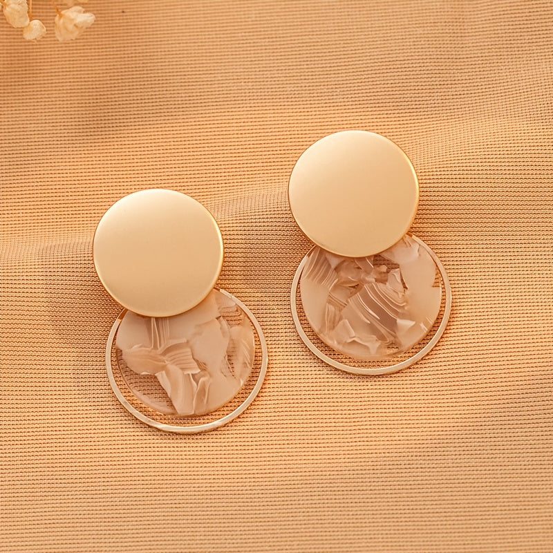 Bohemian Multicolor Geometric Resin Disc Drop Earrings