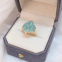 Bohemian Painted Oil Irregular Rock Edge Mint Green Ring
