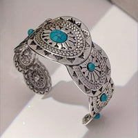 Vintage Stamped Turquoise Silver Plated Cuff Bracelet