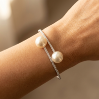 Modern Pearl Open Cuff Bracelet