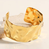Elegant Polished Sculptural Wide Cuff Bracelet