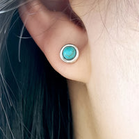 Turquoise Mandala Silver Plated Stud Earrings