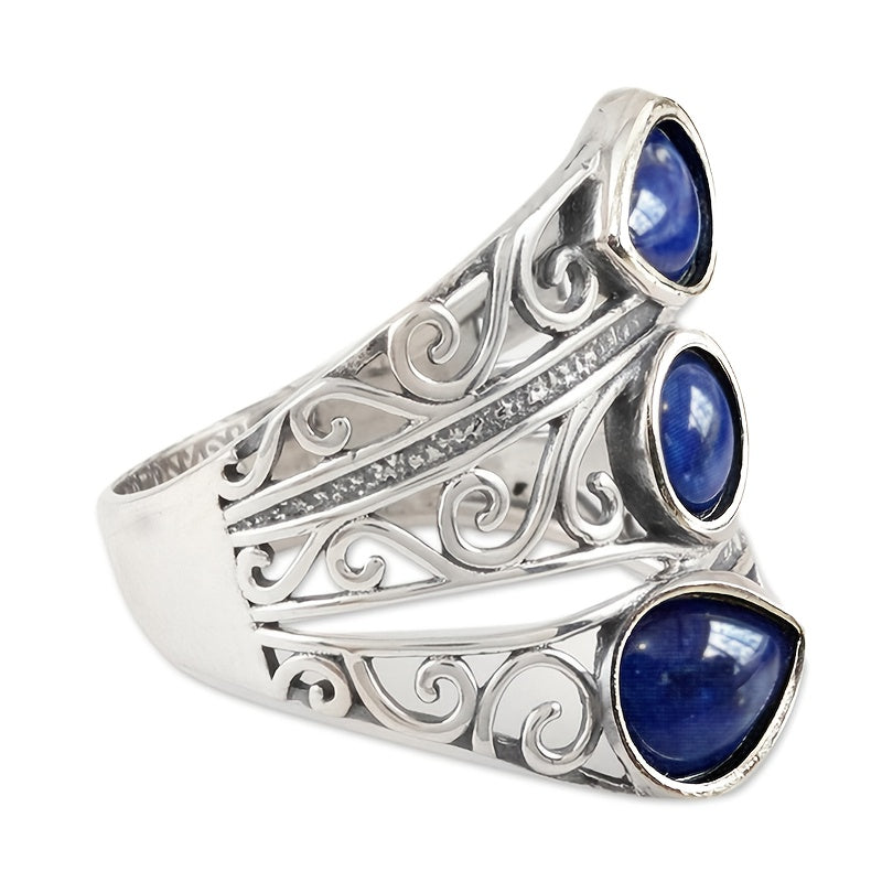 Vintage Lapis Blue Zirconia Multi-Stone Wide Ring