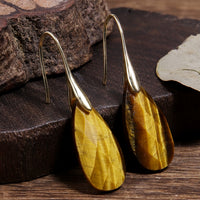 Bohemian Natural Stone Tiger Eye Drop Earrings