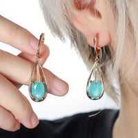 Elegant Gold Plated Teardrop Zirconia Long Pendant Earrings