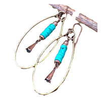 Vintage Bohemian Turquoise Beaded Hoop Earrings