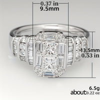 Elegant Silver Plated Bridal Style Square Zirconia Ring