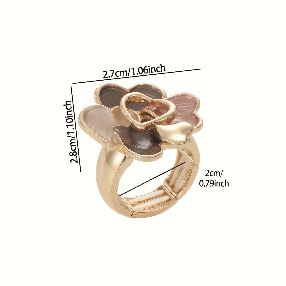 Bohemian Handmade Enamel Heart Shaped Gold Plated Rings