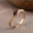 Vintage Gold Plated Filigree Design Red Crystal Ring