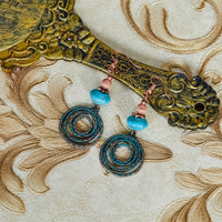 Bohemian Red Copper Colored Hoop Pendant Earrings