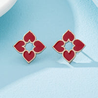 Elegant Enamel Heart Stud Earrings