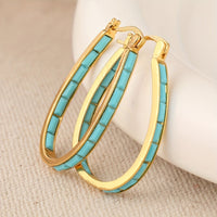 U-Shaped Earrings with Square Synthetic Turquoise