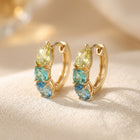 Blue Green Zirconia Circle Earrings