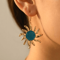 Sun Themed Earrings And Double Layer Necklace Set
