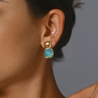 Elegant Geometric Gold Tone Square Earrings