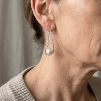 Modern Pearl Sterling Silver Drop Earrings