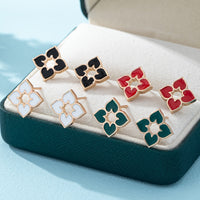 Elegant Enamel Heart Stud Earrings