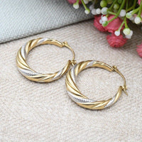 Vintage Middle Eastern Style Two Tone Twist Circle Hoop Earrings