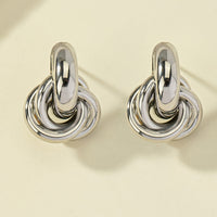 Elegant Silver Plated Geometric Interlocking Hoop Earrings