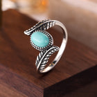 Vintage Leaf Turquoise Sterling Silver Ring