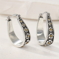 Vintage Hand-Cut Daisy Hoop Earrings