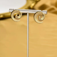 Modern Sculptural Design Gold Spiral Swirl Stud Earrings