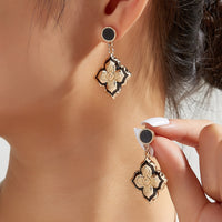 Vintage Four-Leaf Clover Flower Drop Earrings