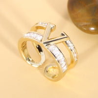 Elegant V-Design Open Zirconia Adjustable Double Ring