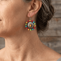 Vintage Sunburst Multistone Statement Earrings