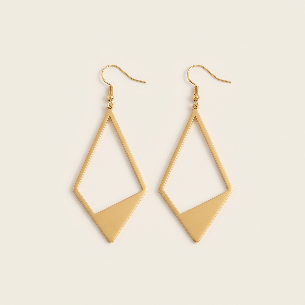 Gold-Plated Geometric Stainless Steel Pendant Earrings