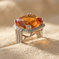 Square Red Zirconia Inlay Ring