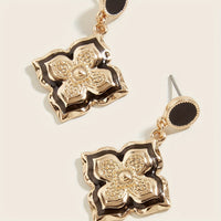 Vintage Four-Leaf Clover Flower Drop Earrings