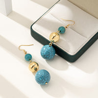 Vintage Gold Accent Boho Chic Turquoise Bead Earrings