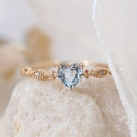 Vintage Minimalist Heart Shaped Zirconia Gold Plated Ring