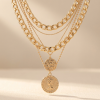 Layered Chain Necklace With Interlocking Rings
