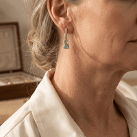 Elegant Gold Tone Synthetic Geometric Turquoise Earrings