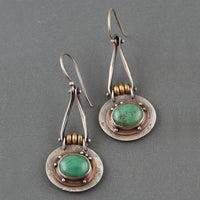 Turquoise Mixed Metal Artisan Drop Earrings