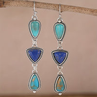 Handmade Synthetic Lapis Turquoise Pendant Earrings
