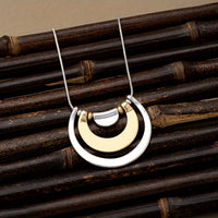 Modern Mixed-Metal Abstract Pendant Necklace