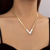 Sleek Minimalist Chain V-Shaped Pendant Necklace