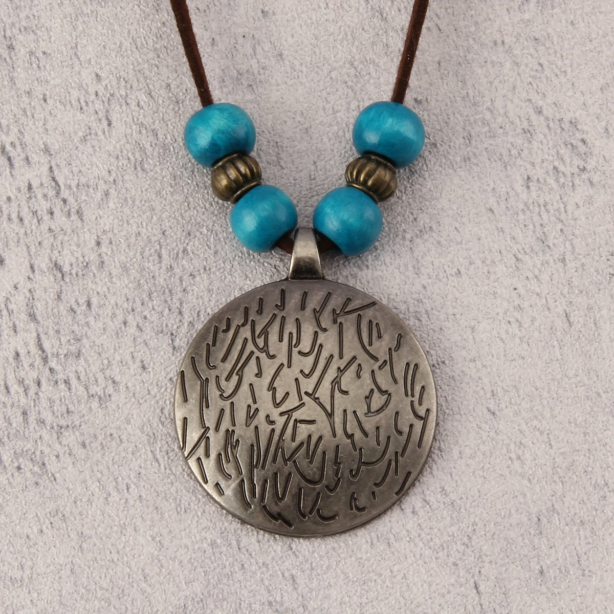 Vintage Twelve Constellations Wooden Beaded Pendant Necklace