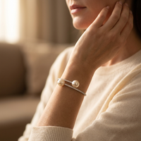 Modern Pearl Open Cuff Bracelet