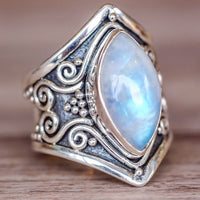 Silver moonstone ring