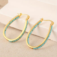 U-Shaped Earrings with Square Synthetic Turquoise