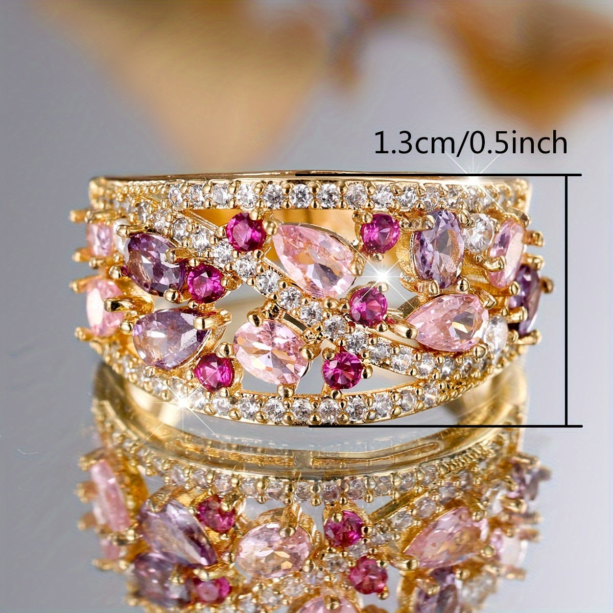 Classic Retro Style Water Drop Cut Cubic Zirconia Ring