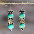 Vintage Natural Turquoise Stone Drop Earrings