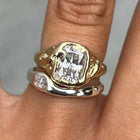 Vintage White Glass Gold & Silver Stacked Ring set